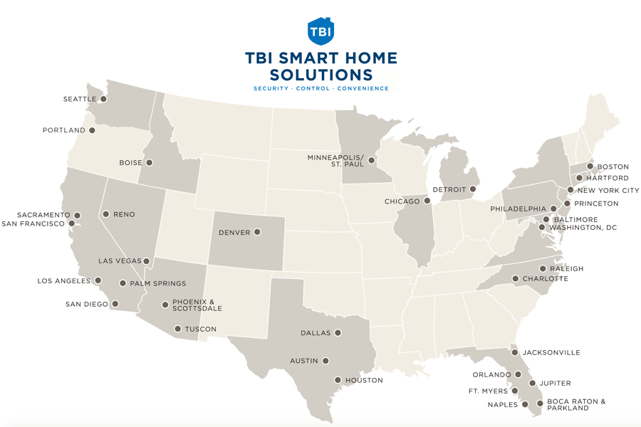 TBI map showing monitoring places